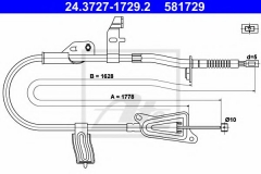 ATE 24.3727-1729.2 Трос ручника