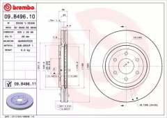 BREMBO 09B49611 09.B496.11_диск тормозной передний! с покрытием Nissan Pathfinder/Navara 2.5dCi/3.0dCi 05>