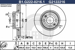 GALFER B1.G222-0216.1 Тормозной диск