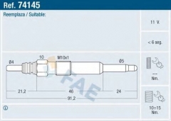 FAE 74145 Свеча накаливания