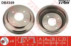 TRW DB4349 Тормозной барабан