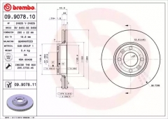 BREMBO 09.9078.11 Диск торм. окраш. Fr RE Logan 07-, MI Micra, Note